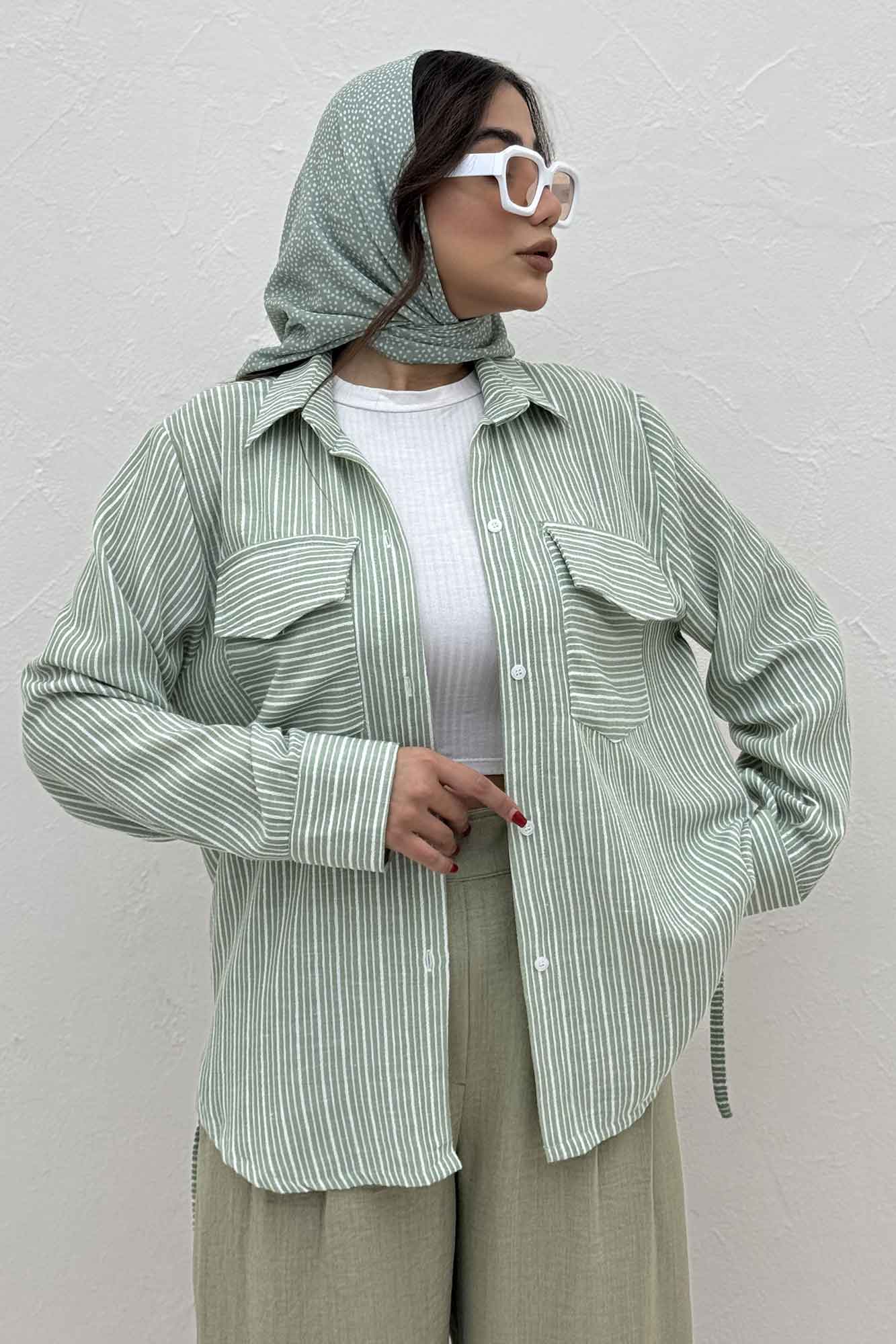 مانتو دو جیب پاکتی لینن زارا بغل بنددار