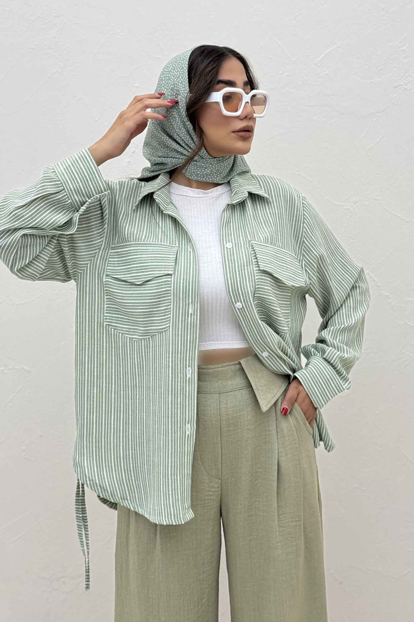 مانتو دو جیب پاکتی لینن زارا بغل بنددار