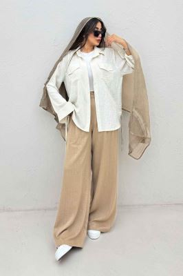 مانتو دو جیب پاکتی لینن زارا بغل بنددار