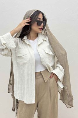 مانتو دو جیب پاکتی لینن زارا بغل بنددار