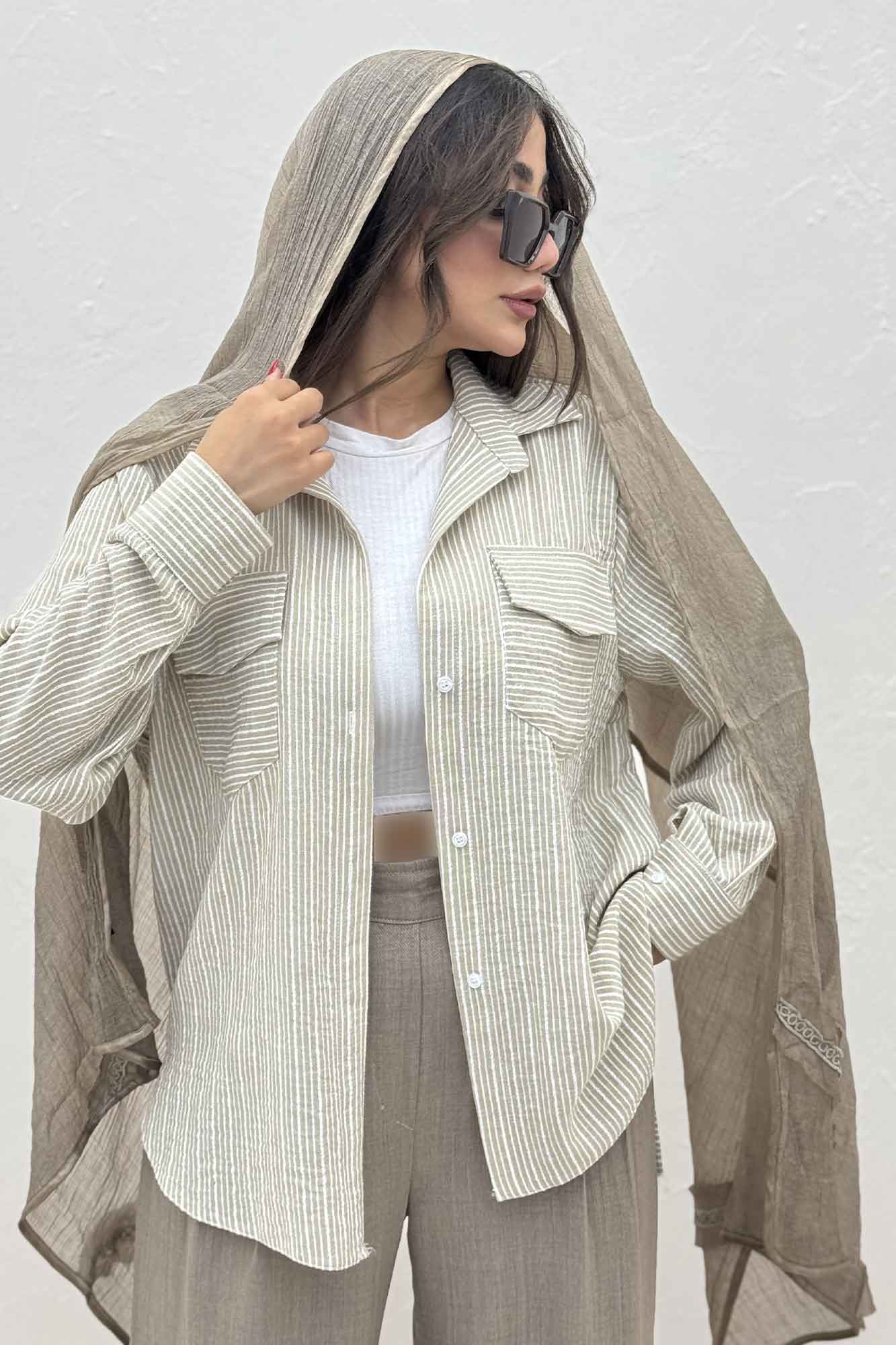 مانتو دو جیب پاکتی لینن زارا بغل بنددار