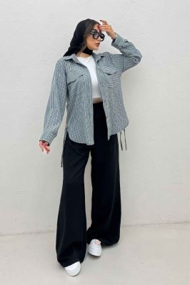 مانتو دو جیب پاکتی لینن زارا بغل بنددار