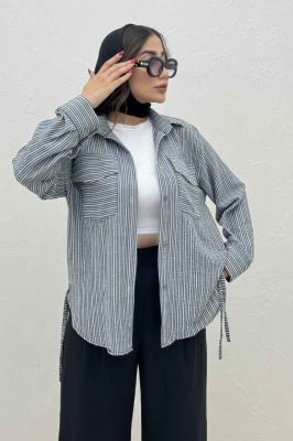 مانتو دو جیب پاکتی لینن زارا بغل بنددار