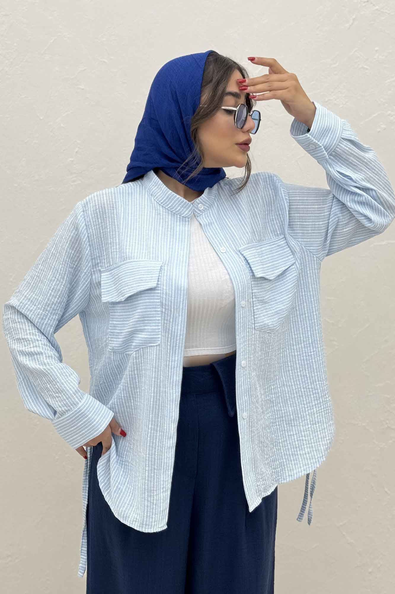 مانتو دو جیب پاکتی لینن زارا بغل بنددار