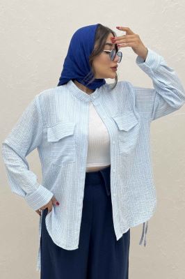 مانتو دو جیب پاکتی لینن زارا بغل بنددار