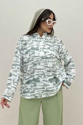 بلوز یقه بلیطی لینن اسلپ کد 3