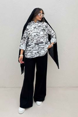 بلوز یقه بلیطی لینن اسلپ کد 3