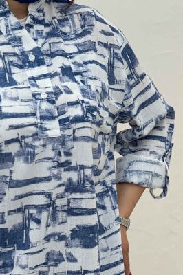 بلوز یقه بلیطی لینن اسلپ کد 3