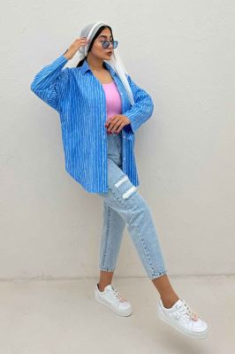 مانتو راه راه زارا یقه آبشاری