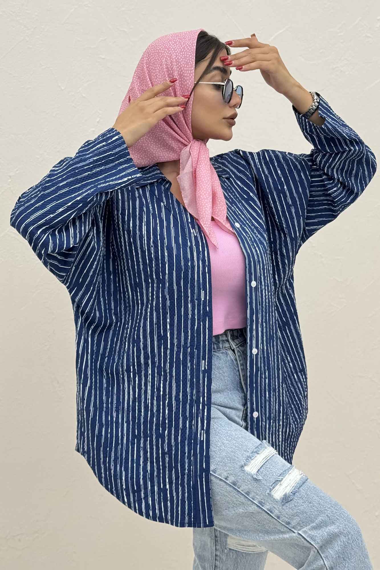 مانتو راه راه زارا یقه آبشاری