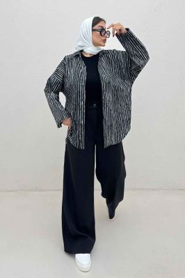 مانتو راه راه زارا یقه آبشاری