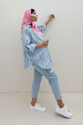 مانتو راه راه زارا یقه آبشاری