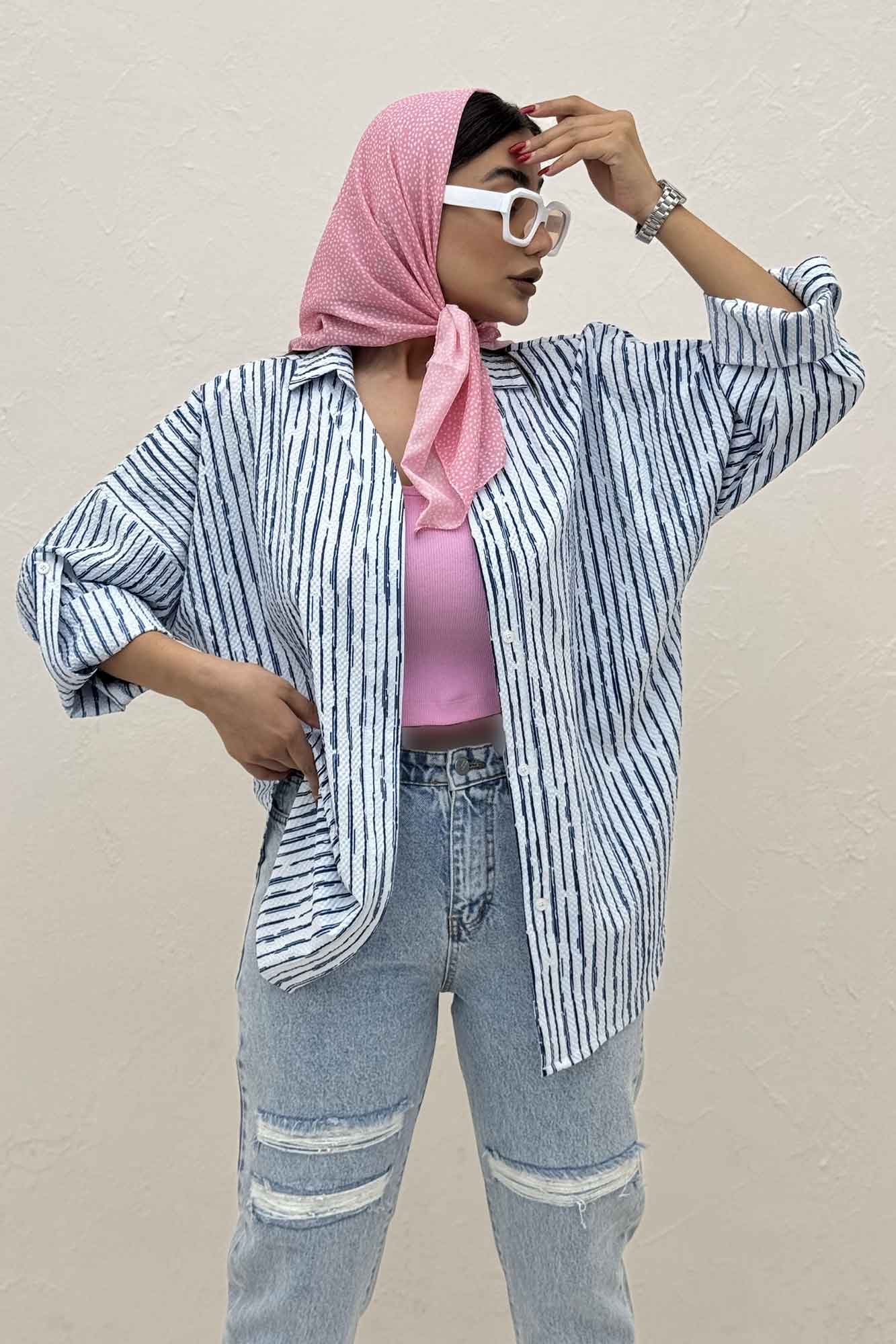 مانتو راه راه زارا یقه آبشاری