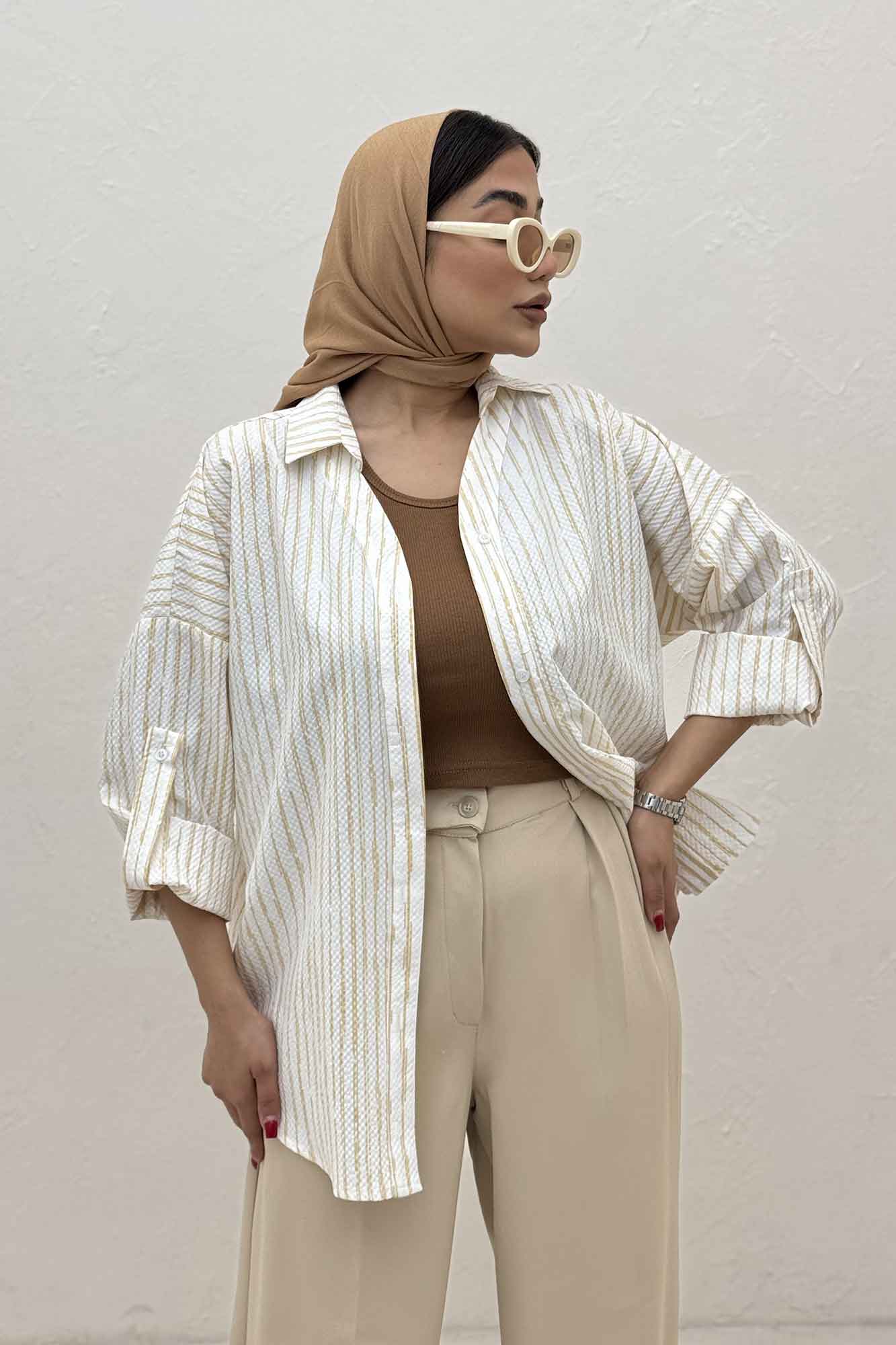 مانتو راه راه زارا یقه آبشاری