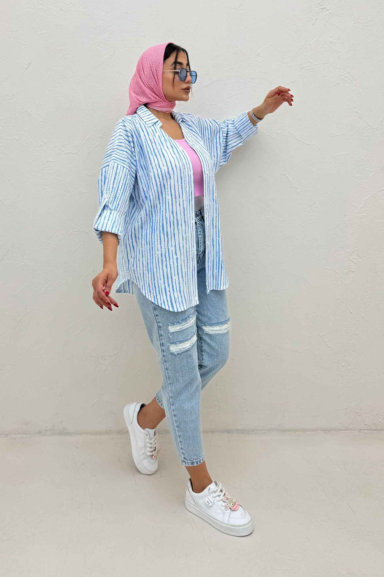 مانتو راه راه زارا یقه آبشاری