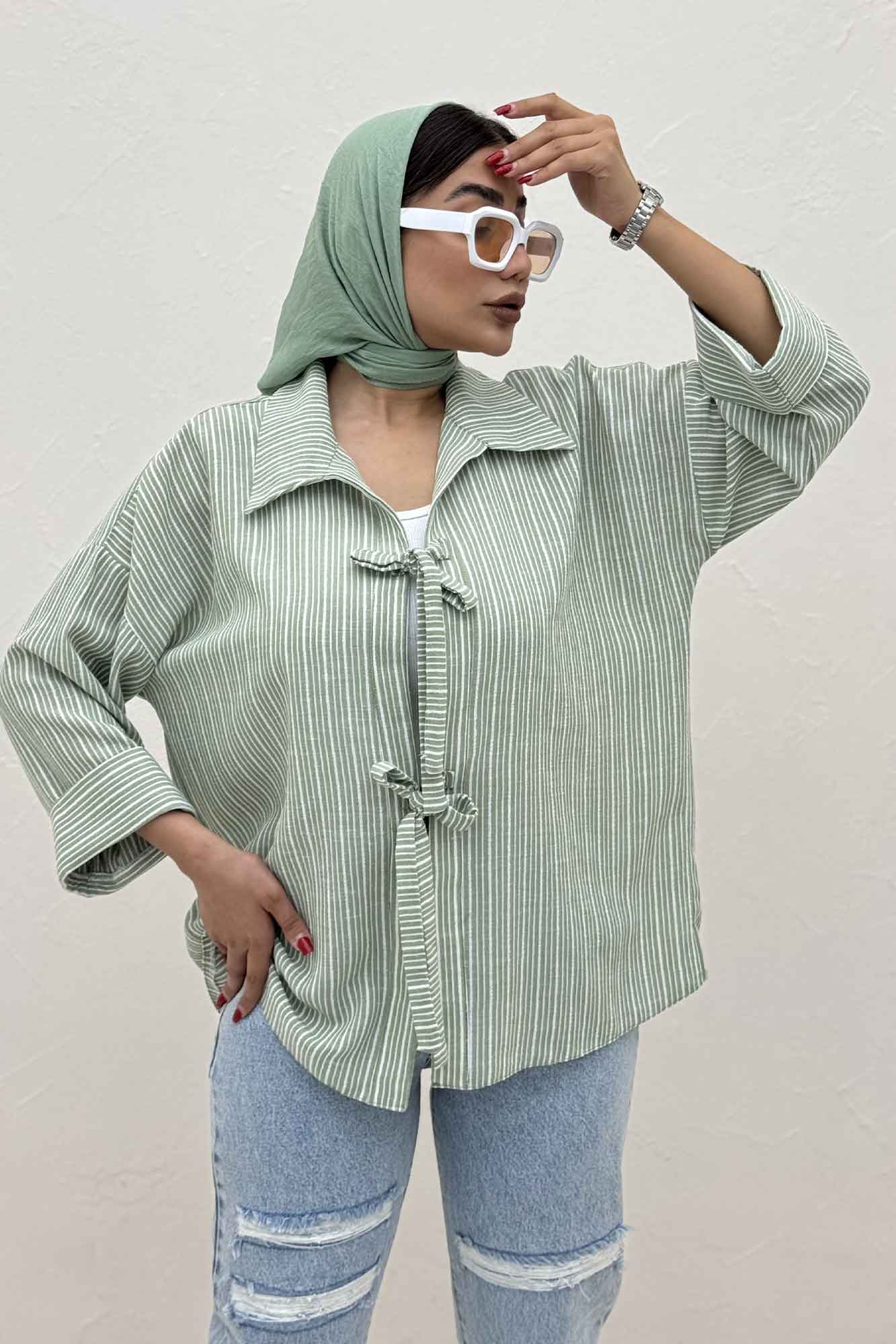 مانتو لینن زارا دو بند پشت ریلی