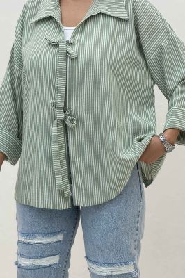 مانتو لینن زارا دو بند پشت ریلی