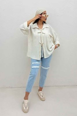 مانتو لینن زارا دو بند پشت ریلی