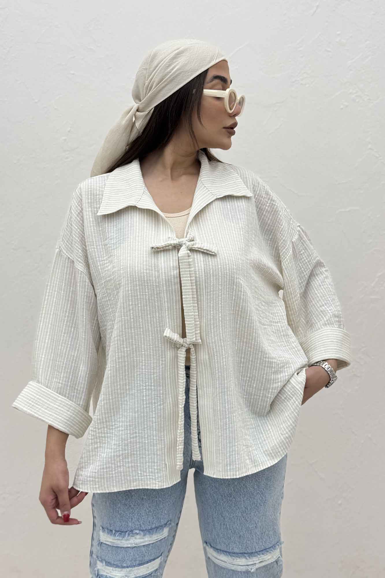 مانتو لینن زارا دو بند پشت ریلی