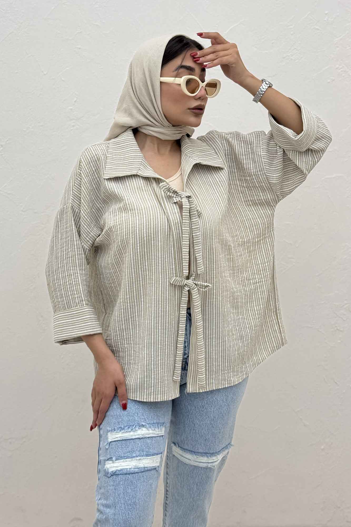 مانتو لینن زارا دو بند پشت ریلی