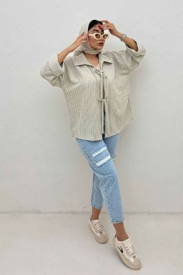 مانتو لینن زارا دو بند پشت ریلی