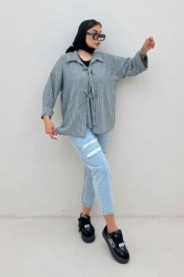 مانتو لینن زارا دو بند پشت ریلی