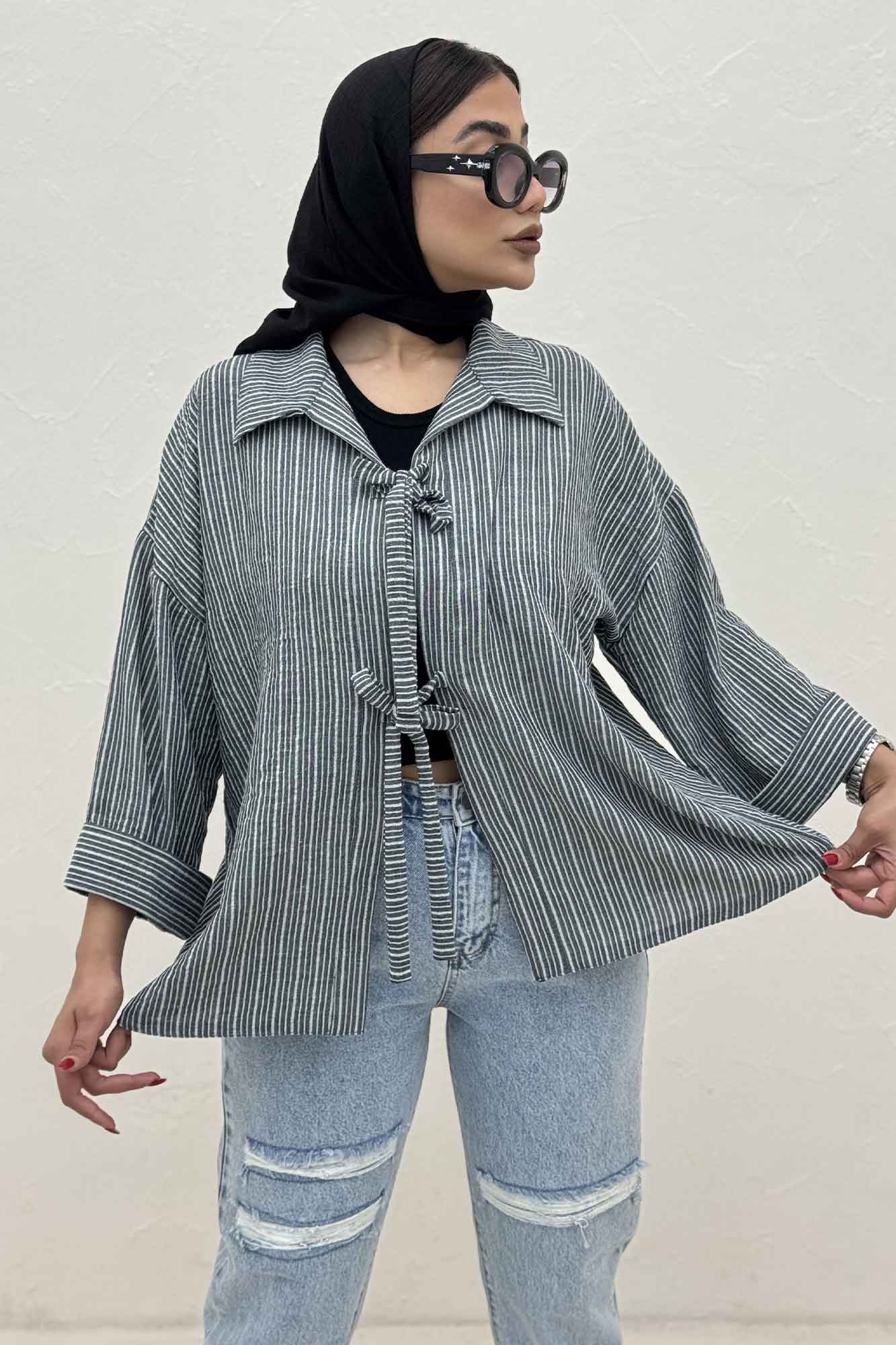 مانتو لینن زارا دو بند پشت ریلی