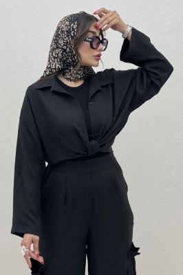 ست شومیز گره ای و شلوار شانتون capry