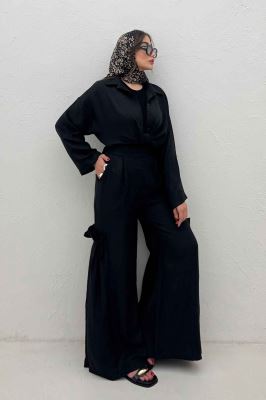 ست شومیز گره ای و شلوار شانتون capry