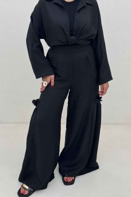 ست شومیز گره ای و شلوار شانتون capry