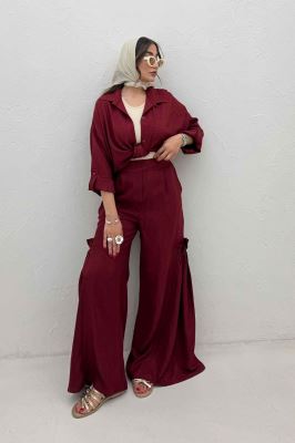 ست شومیز گره ای و شلوار شانتون capry