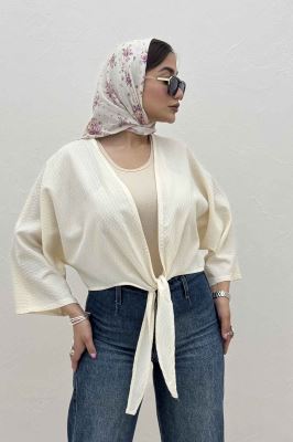 بلوز نیم تنه پایین گره پفکی 