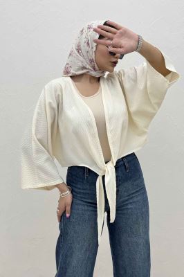 بلوز نیم تنه پایین گره پفکی 