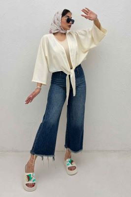 بلوز نیم تنه پایین گره پفکی 