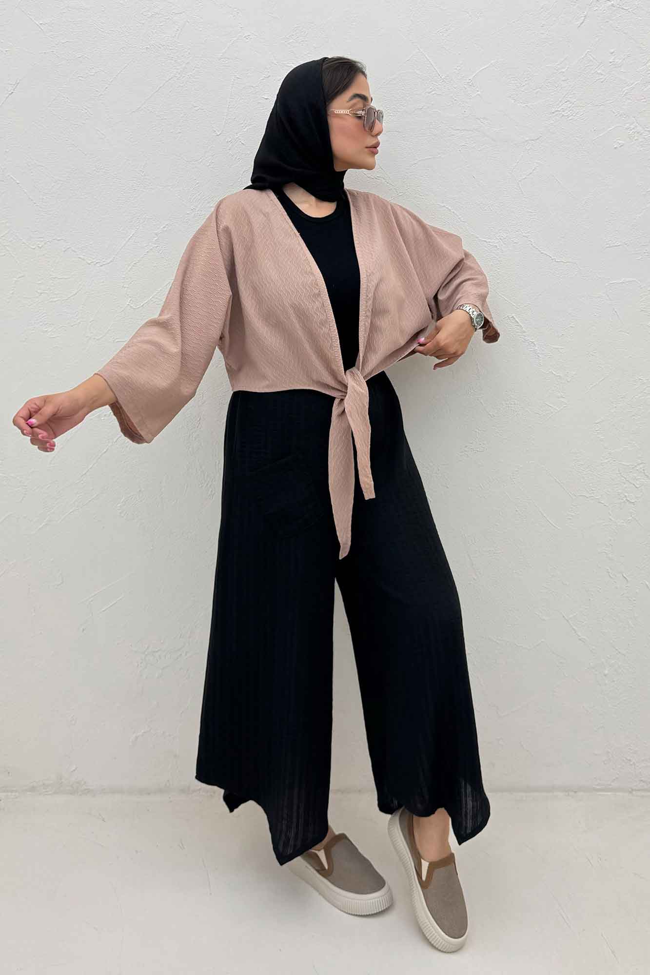 بلوز نیم تنه پایین گره پفکی 