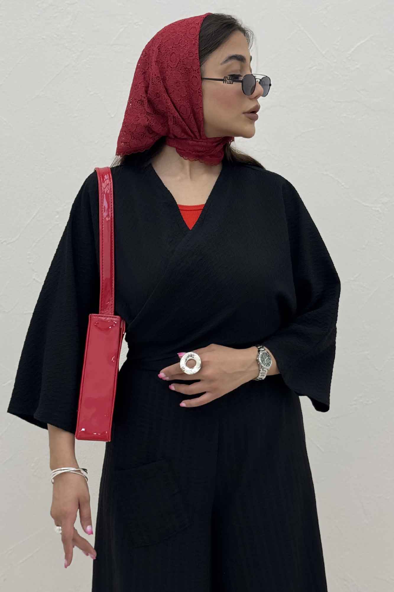 بلوز نیم تنه پایین گره پفکی 