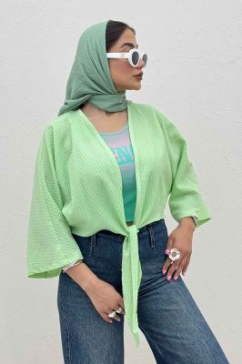 بلوز نیم تنه پایین گره پفکی 