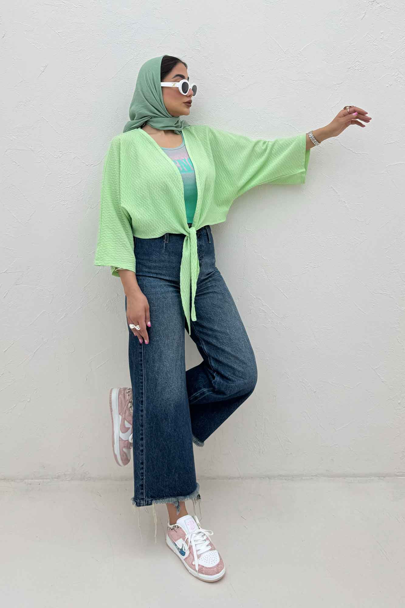 بلوز نیم تنه پایین گره پفکی 