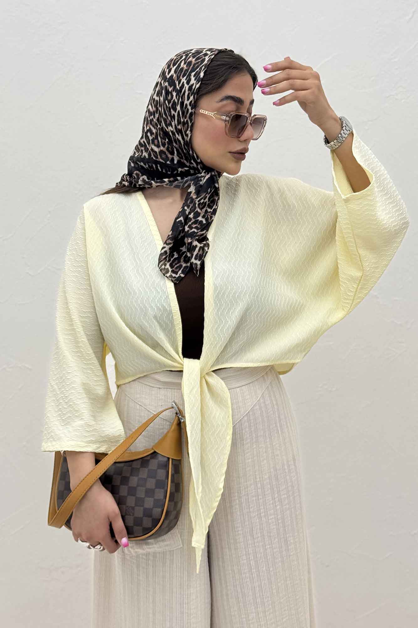 بلوز نیم تنه پایین گره پفکی 