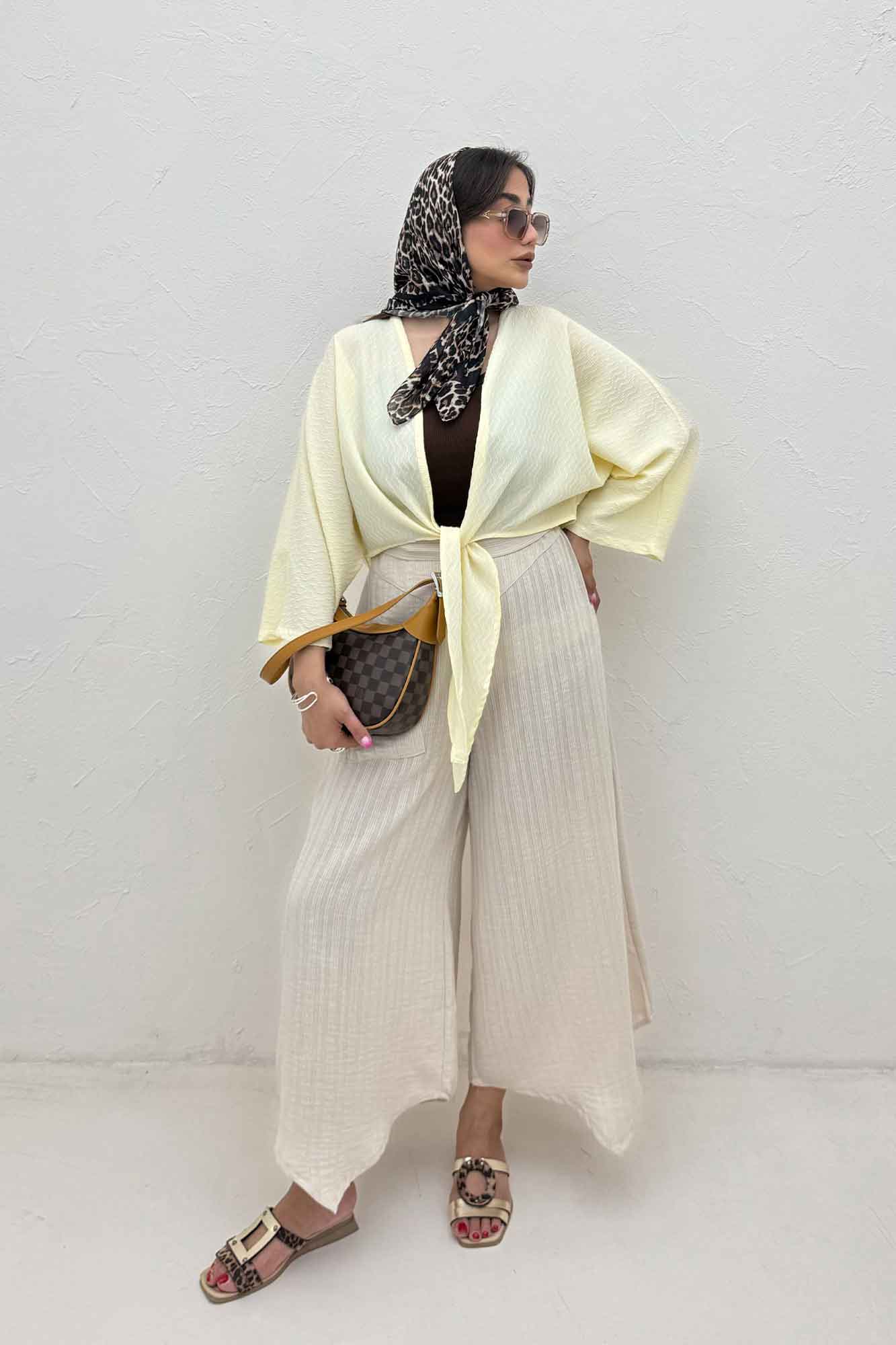 بلوز نیم تنه پایین گره پفکی 