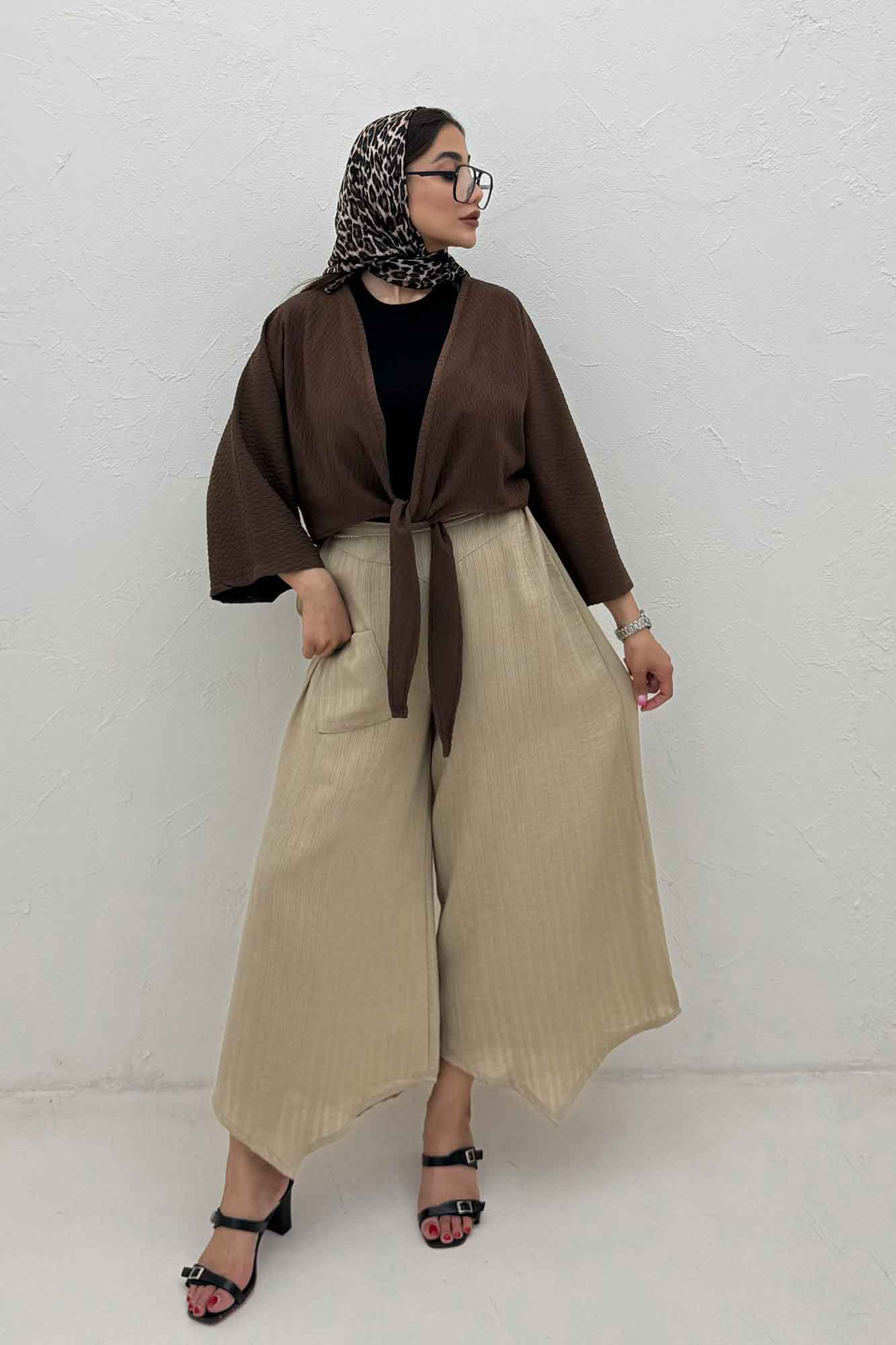 بلوز نیم تنه پایین گره پفکی 