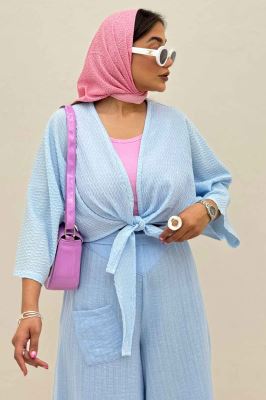 بلوز نیم تنه پایین گره پفکی 