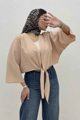 بلوز نیم تنه پایین گره پفکی 