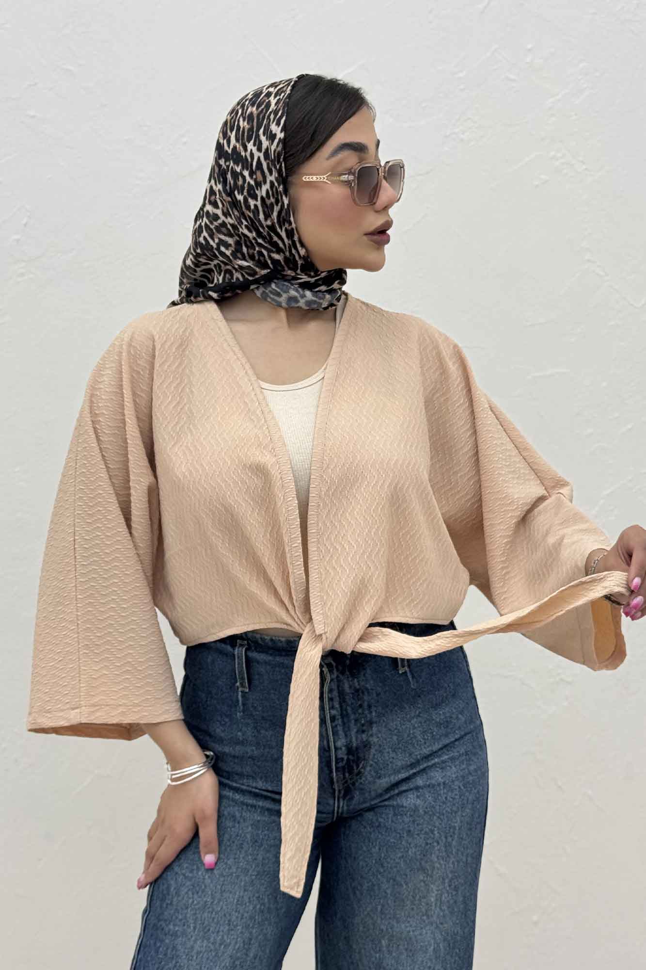 بلوز نیم تنه پایین گره پفکی 