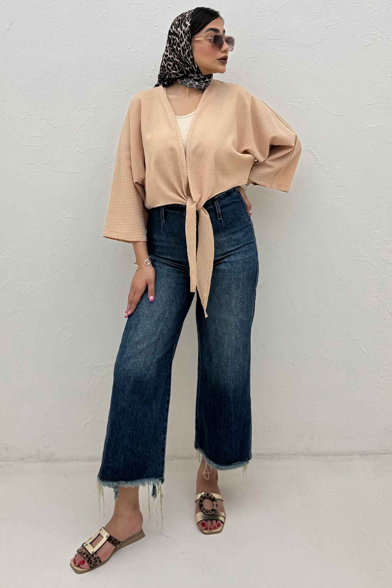 بلوز نیم تنه پایین گره پفکی 