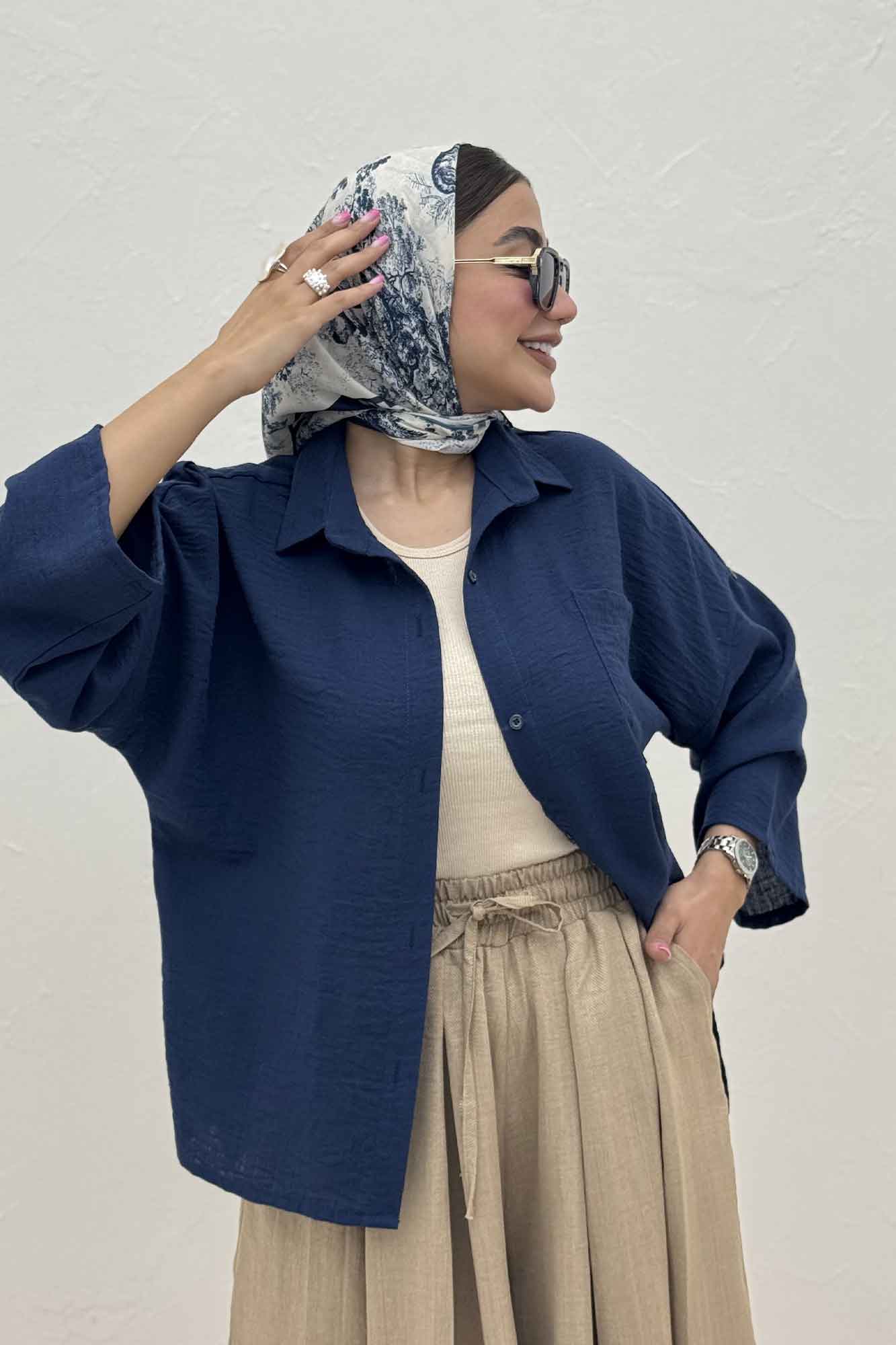 شومیز لینن زارا بغل چاک پاگن دار