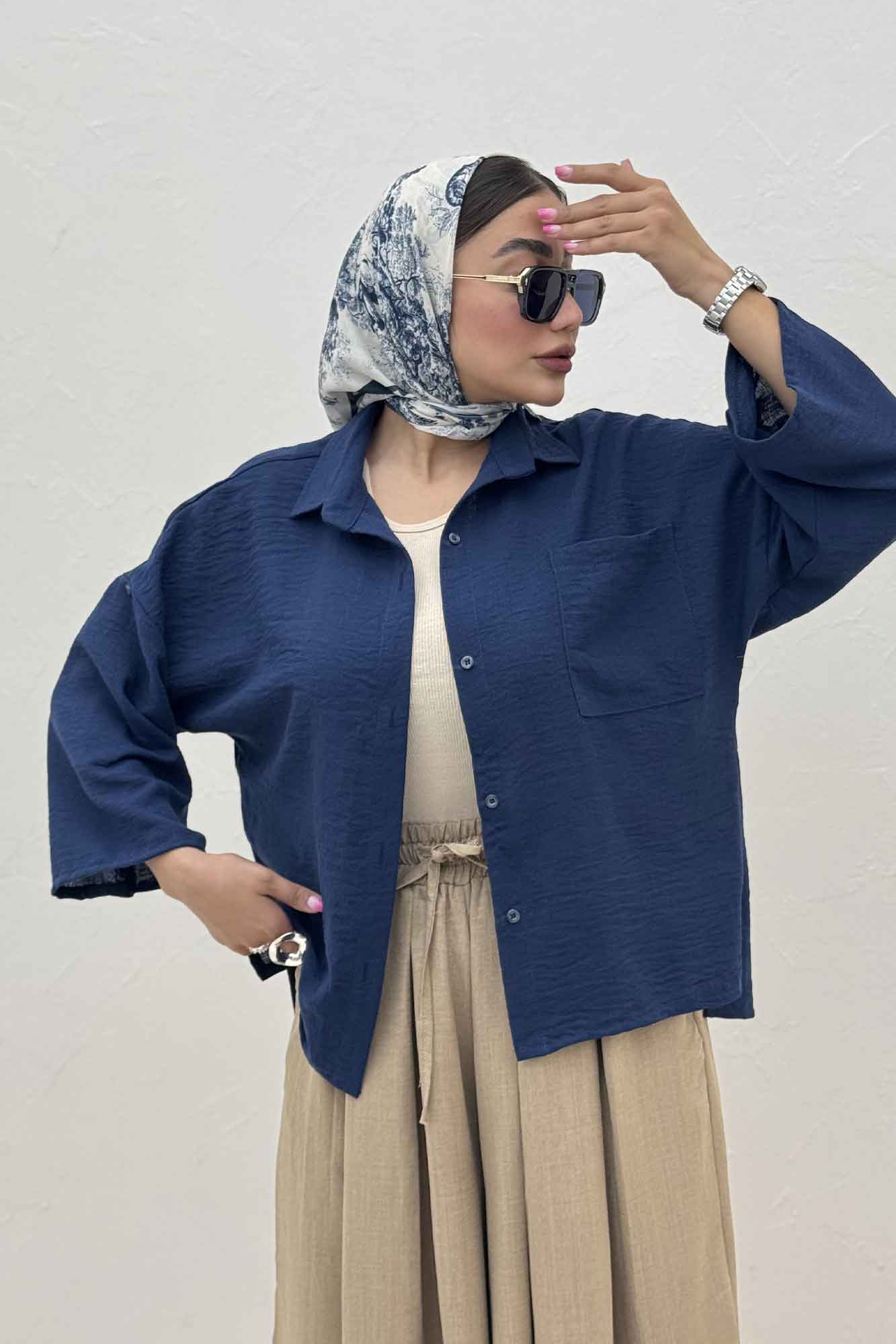 شومیز لینن زارا بغل چاک پاگن دار