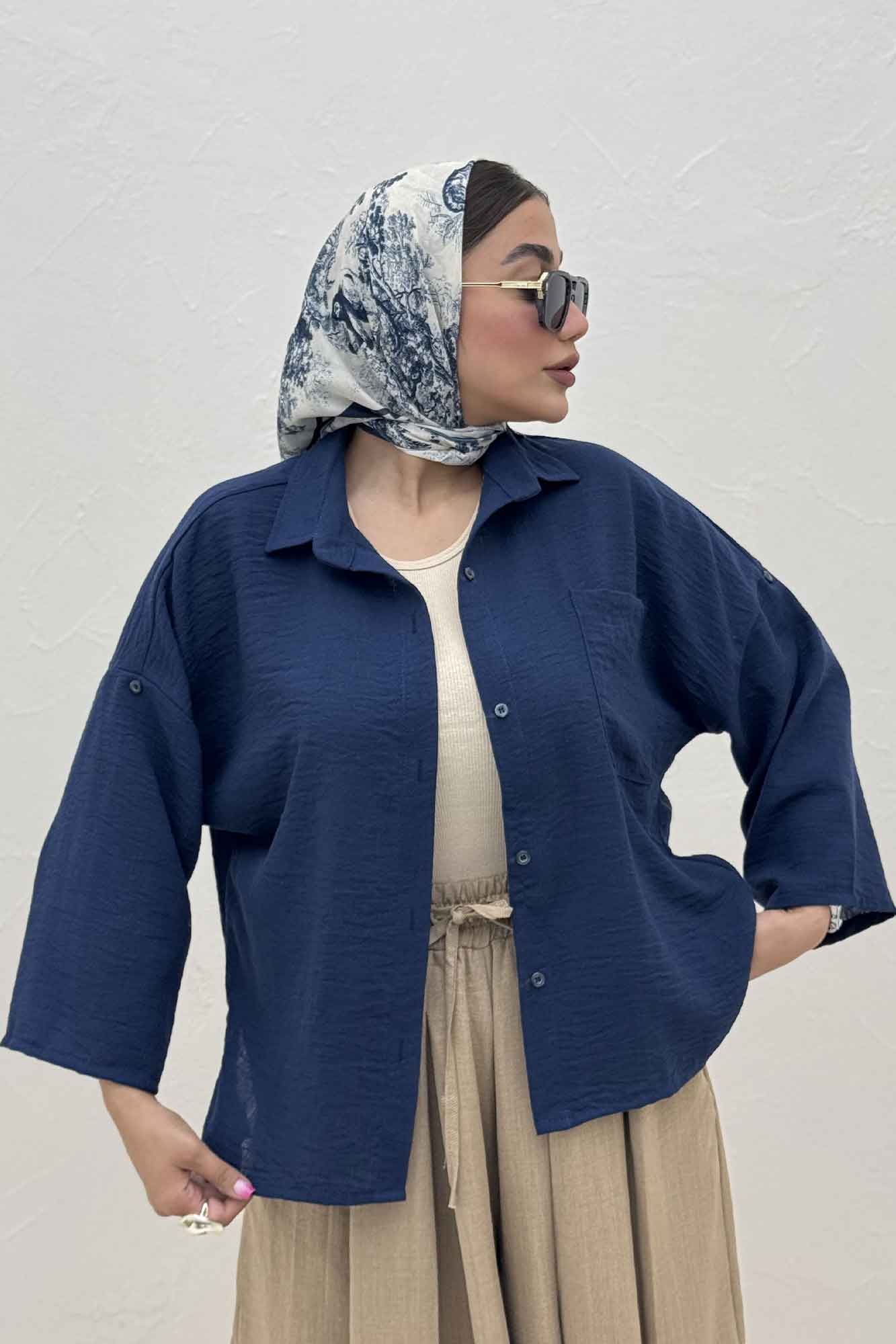 شومیز لینن زارا بغل چاک پاگن دار