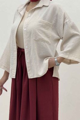 شومیز لینن زارا بغل چاک پاگن دار