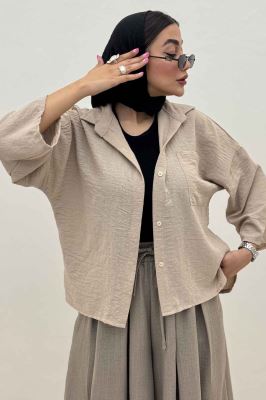 شومیز لینن زارا بغل چاک پاگن دار